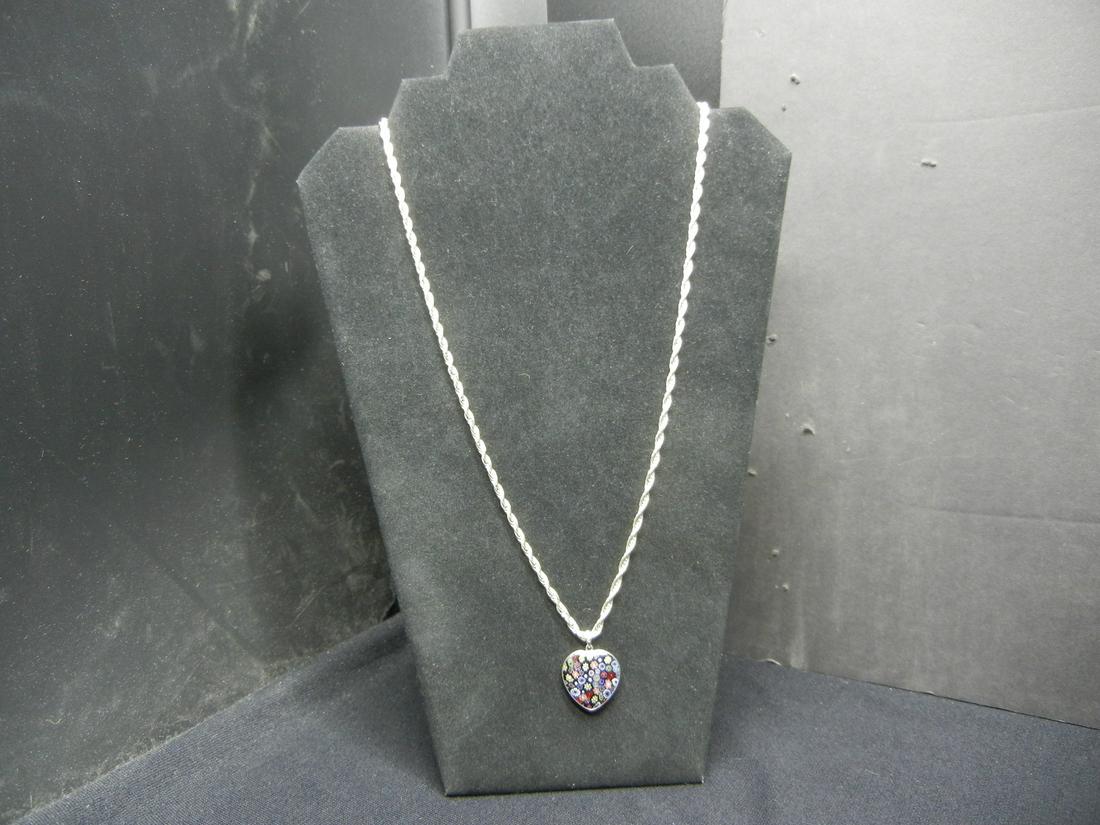 Sterling Silver necklace with flower heart: Sterling Silver necklace with flower heart