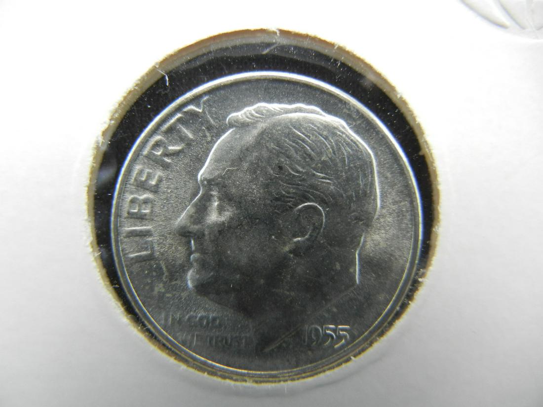 1955-S Brilliant Uncirculated Roosevelt Dime. (1 of 3)