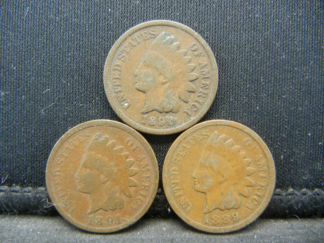 1889 1890 1891 Indian Head Cents. (1 of 2)