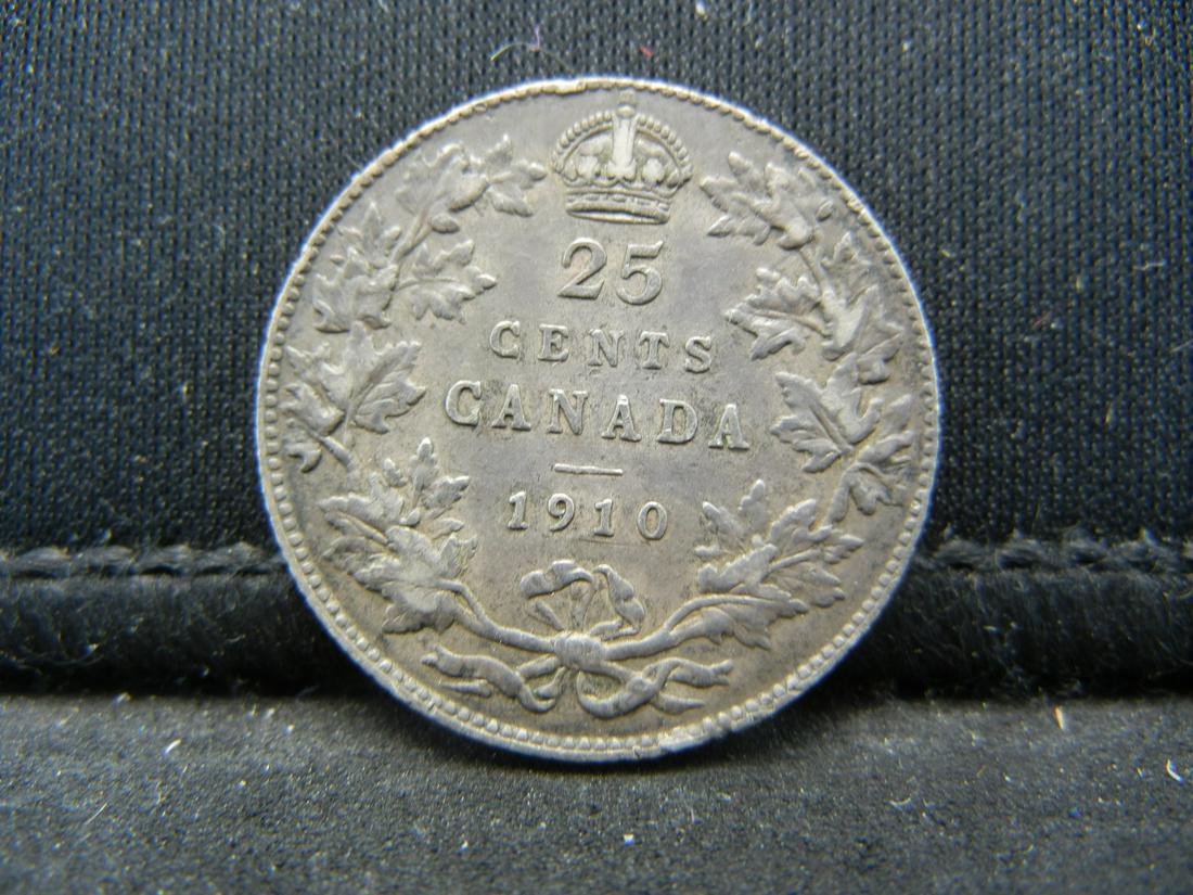1910 Canada Sterling Silver (92.5%) Quarter.  Coin (1 of 2)