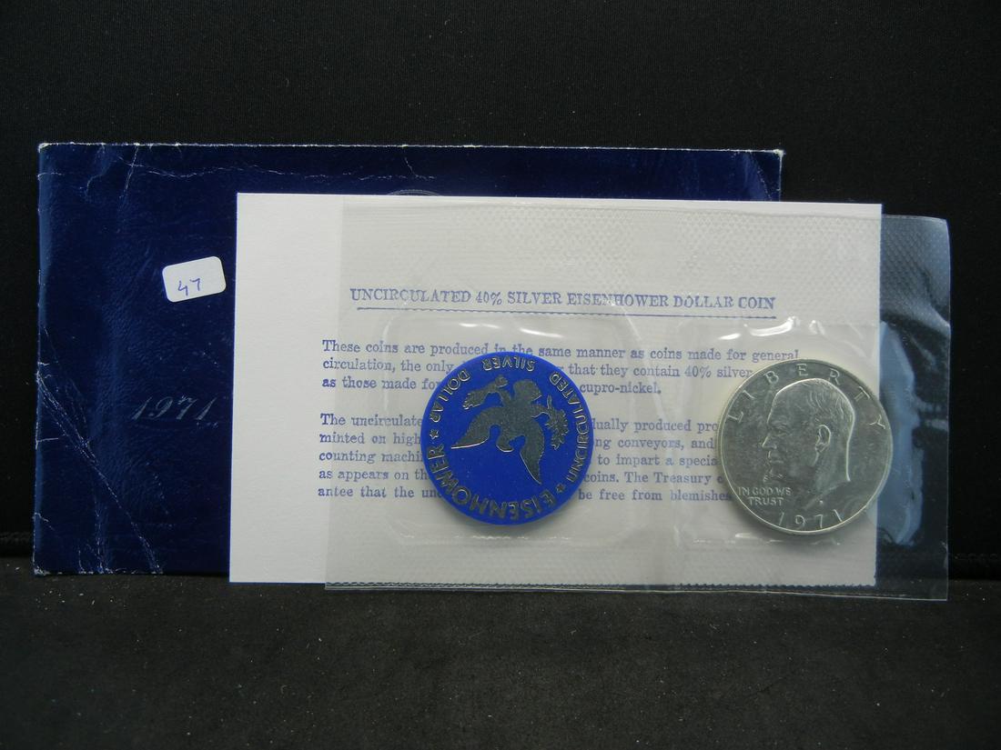 1971 S Silver Eisenhower Dollar /"Blue Ike/" Original Government Packaging