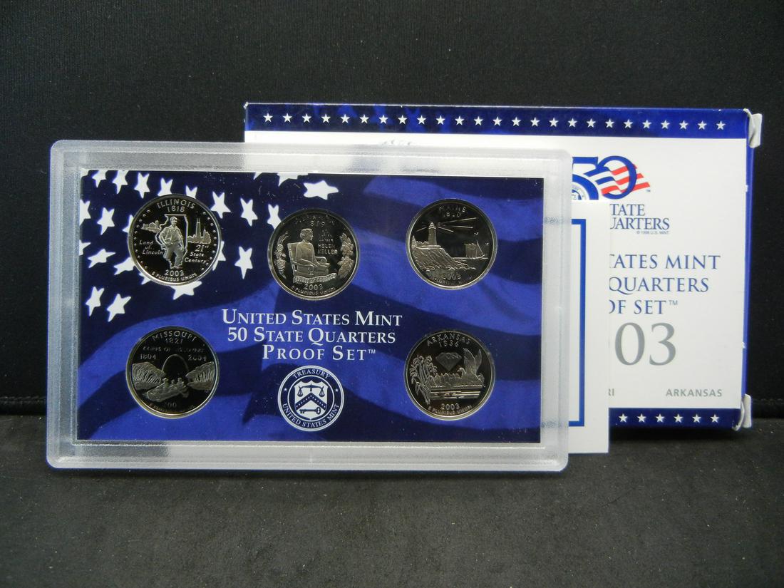 2003-S State Quarter Proof Set. IL, AL, MA, MI and AR: 2003-S State Quarter Proof Set. IL, AL, MA, MI and AR