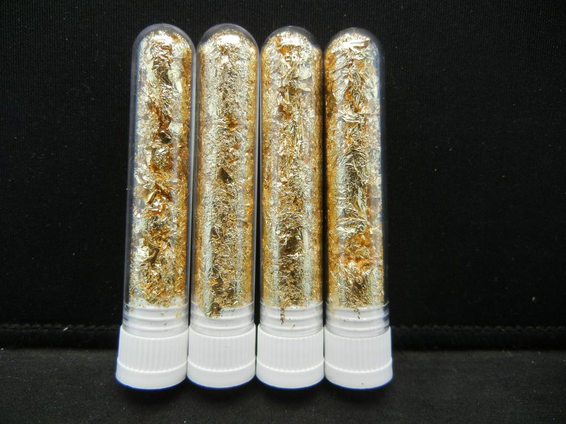 (4) Viles of 22k Gold Leaf Flakes, Can Be Sold: (4) Viles of 22k Gold Leaf Flakes, Can Be Sold Individually, Or Would Make Great Gifts!
