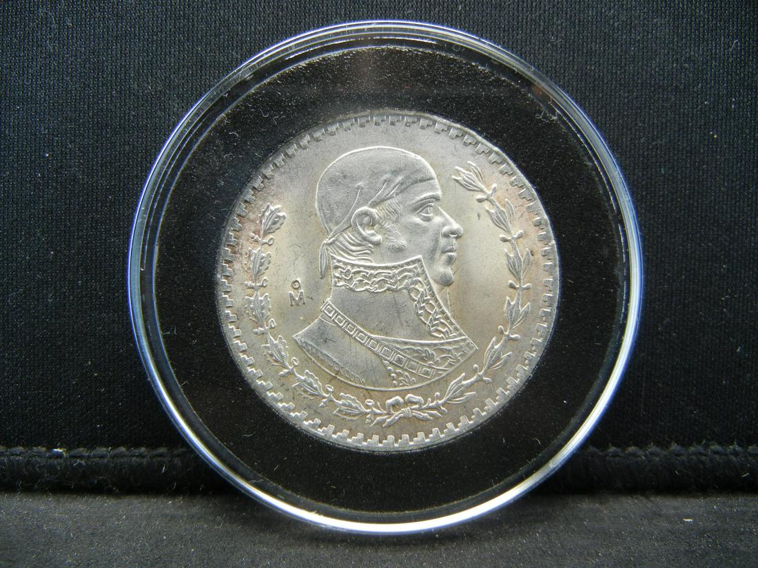 1964 MEXICAN SILVER PESO, UNCIRCULATED/GREAT MIRROR, (1 of 1)