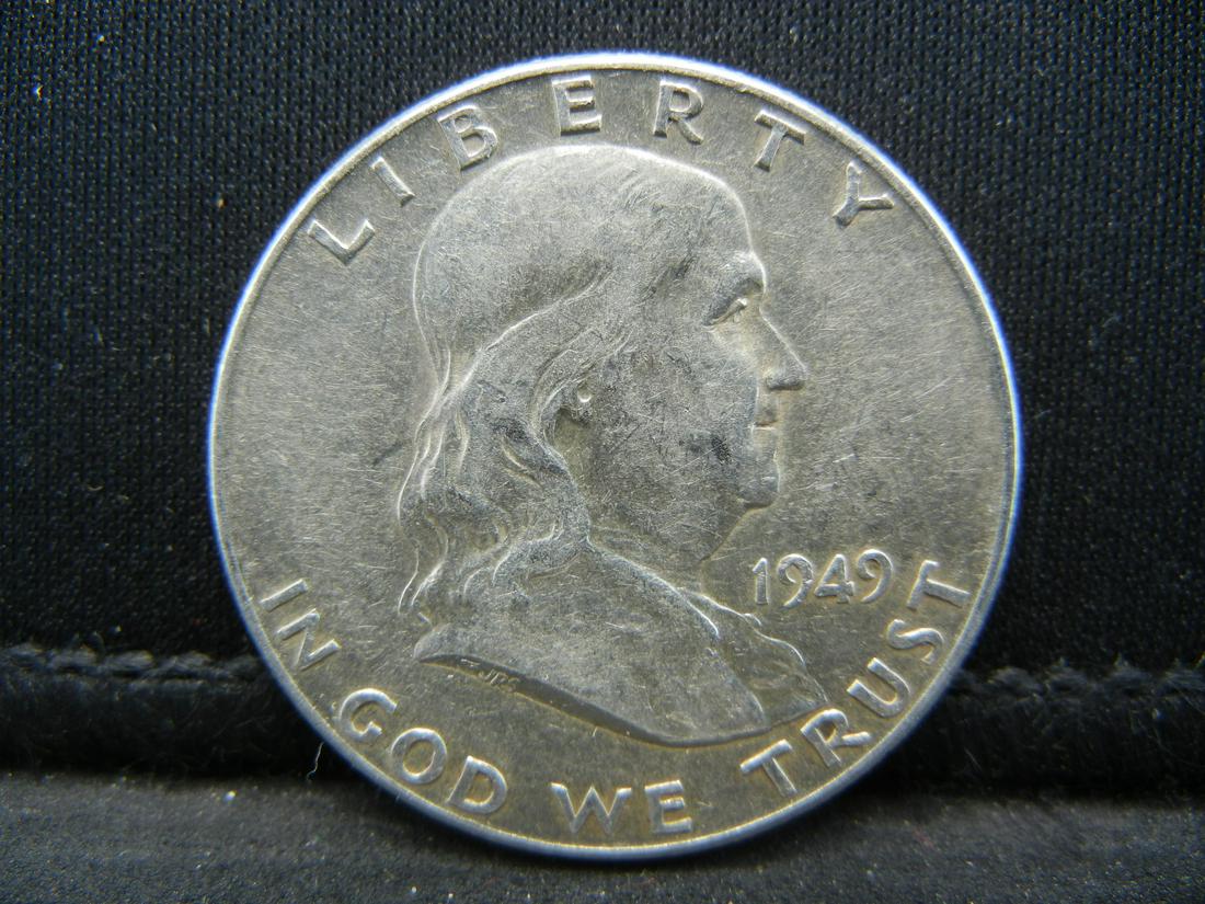 1949 SILVER FRANKLIN (90%) HALF, 2ND YEAR/NICE BELL (1 of 2)