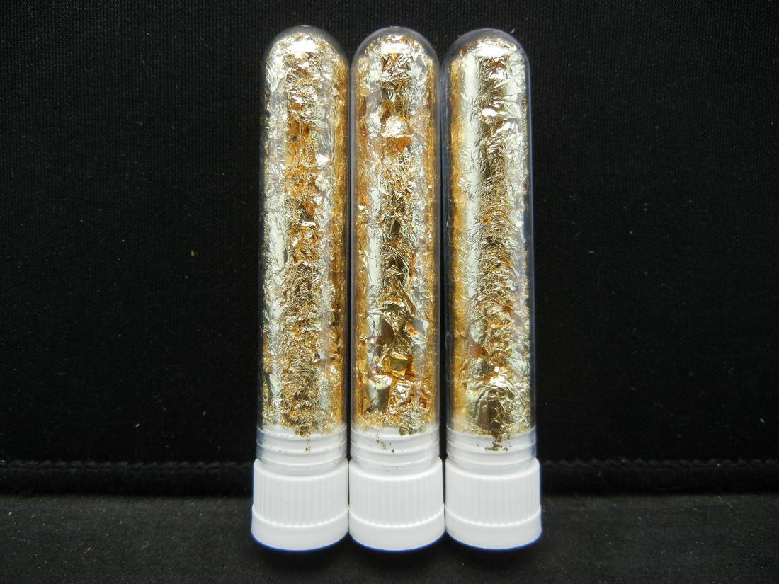 (3) Viles of 22k Gold Leaf Flakes, Can Be Sold: (3) Viles of 22k Gold Leaf Flakes, Can Be Sold Individually, Or Would Make Great Gifts!