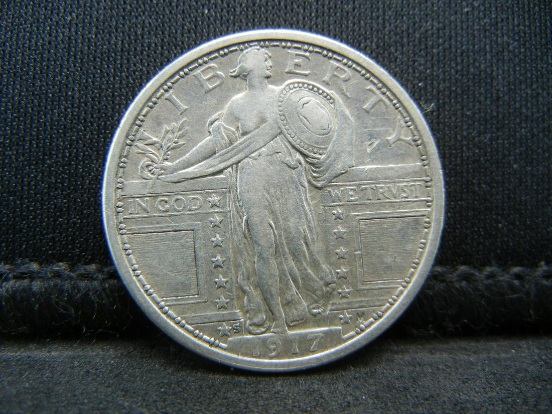 1917 S Type 2 Standing Quarter VF+ Better Date (1 of 2)