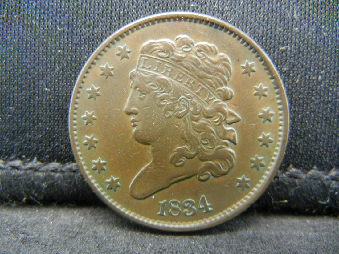 1834 Half Cent AU Strong Details (1 of 2)