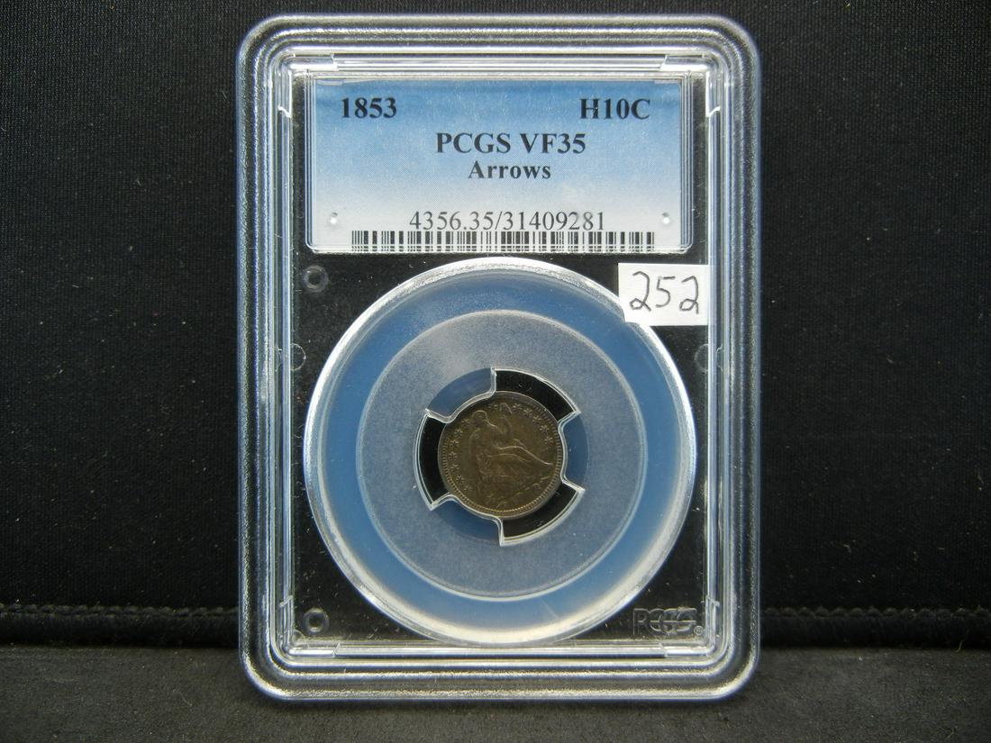 1853 Seated Half Dime PCGS VF35 Looks XF (1 of 4)