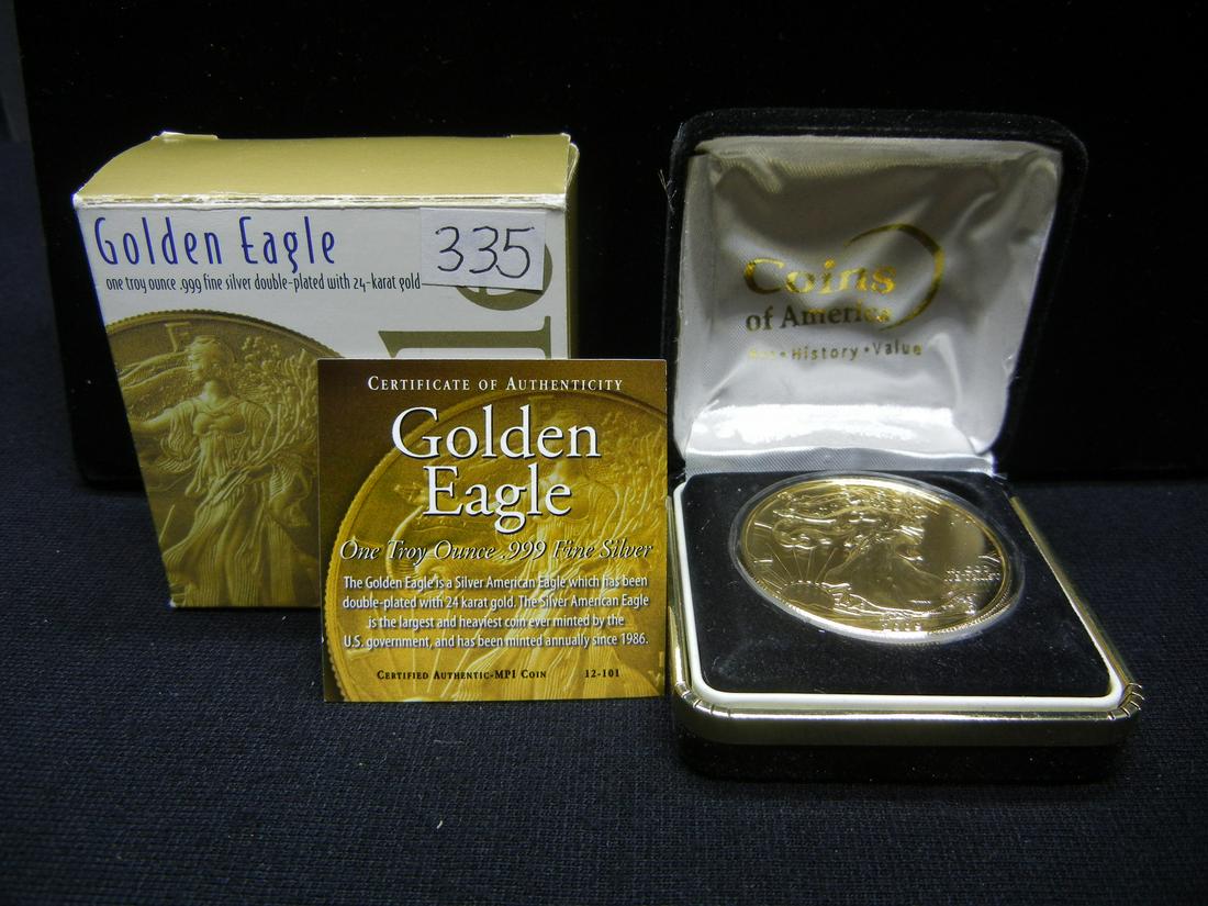 2009 Golden Silver Eagle One Troy Ounce .999 silver and (1 of 4)