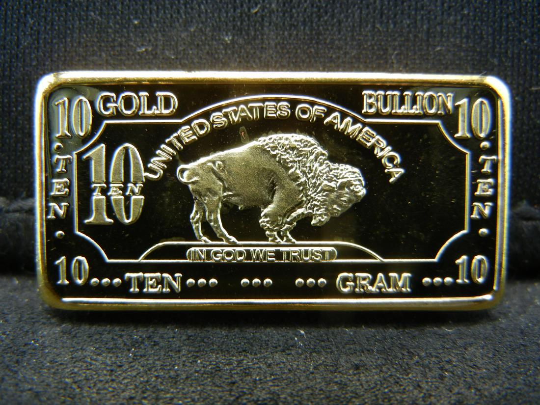 CLAD 10 Gram 100 Mills .999 Fine Gold Buffalo Collector (1 of 2)