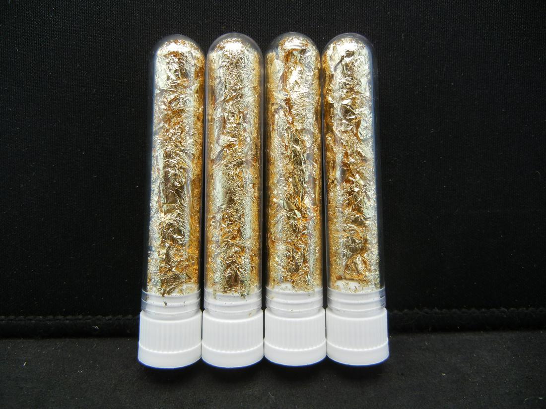 (4) Vials of 22k Gold Leaf Flakes: (4) Vials of 22k Gold Leaf Flakes