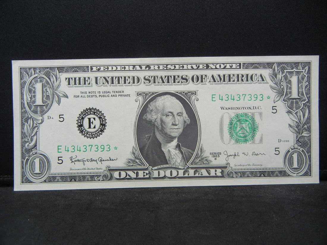 1963-B $1 Star or Replacement Note. The Famous Barr (1 of 3)