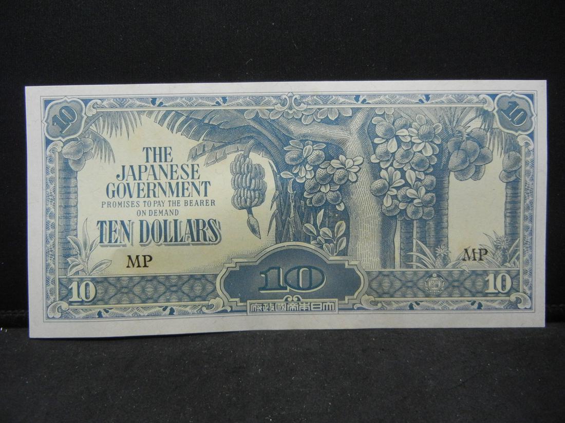 World War II Japanese 10 Dollars Malaya  Note.  Nice (1 of 2)