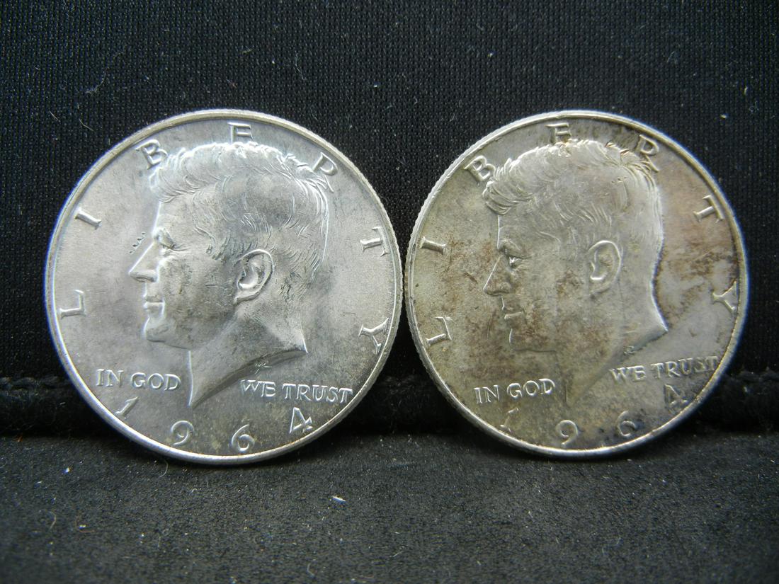 (2) 90% Silver 1964 Kennedy Half Dollars (1 of 2)