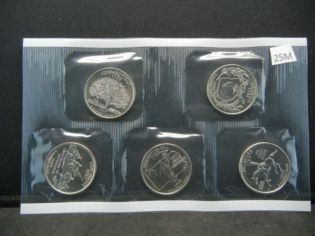 1999 Philadelphia Mint 5 Coin State Quarter Set Issued (1 of 2)