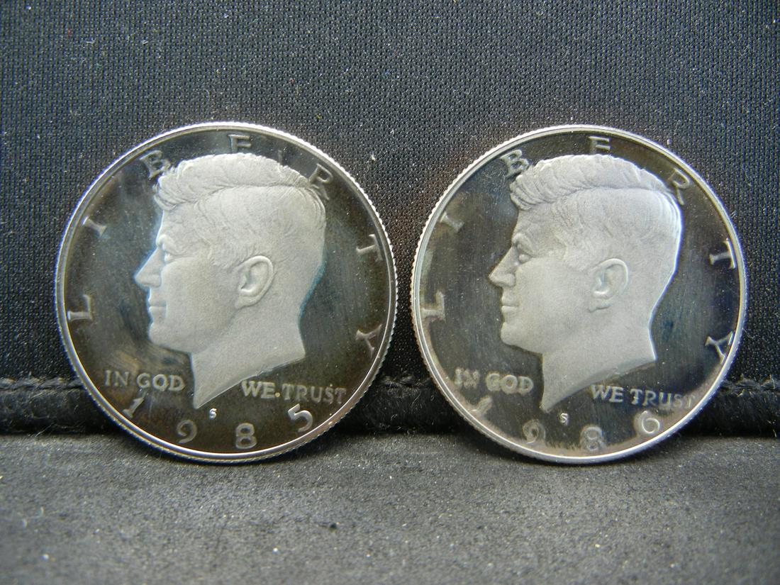 1985-S, 1986-S Proof like Kennedy Half Dollars (1 of 2)