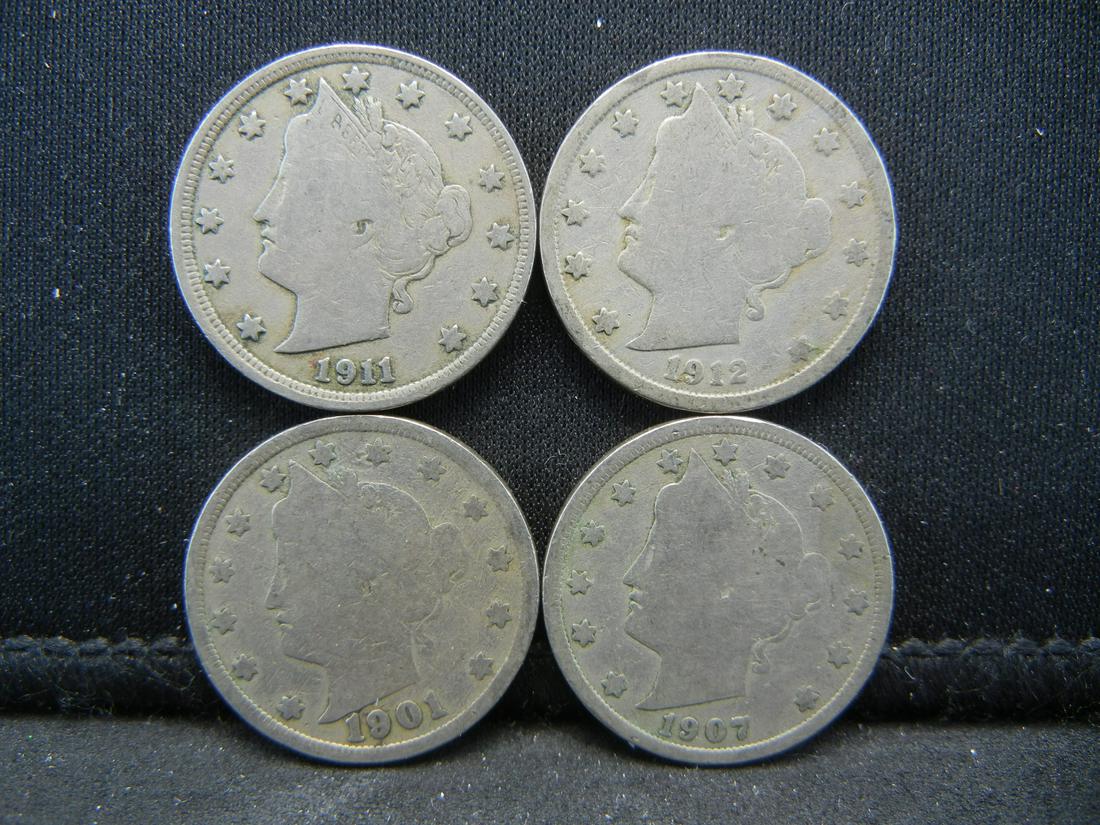 (4) Mixed Date Liberty Head V Nickels (1 of 2)