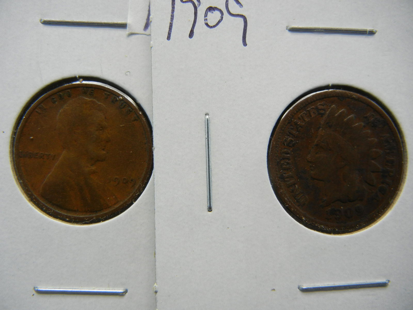 1909 Indian Cent 1909 Lincoln Cent Set (1 of 3)
