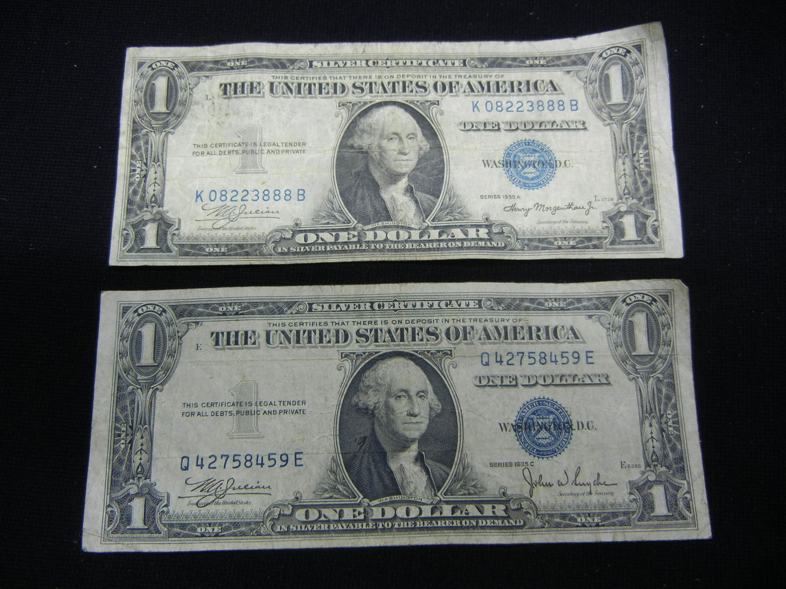 1935-A, C $1 US Silver Certificates (1 of 5)