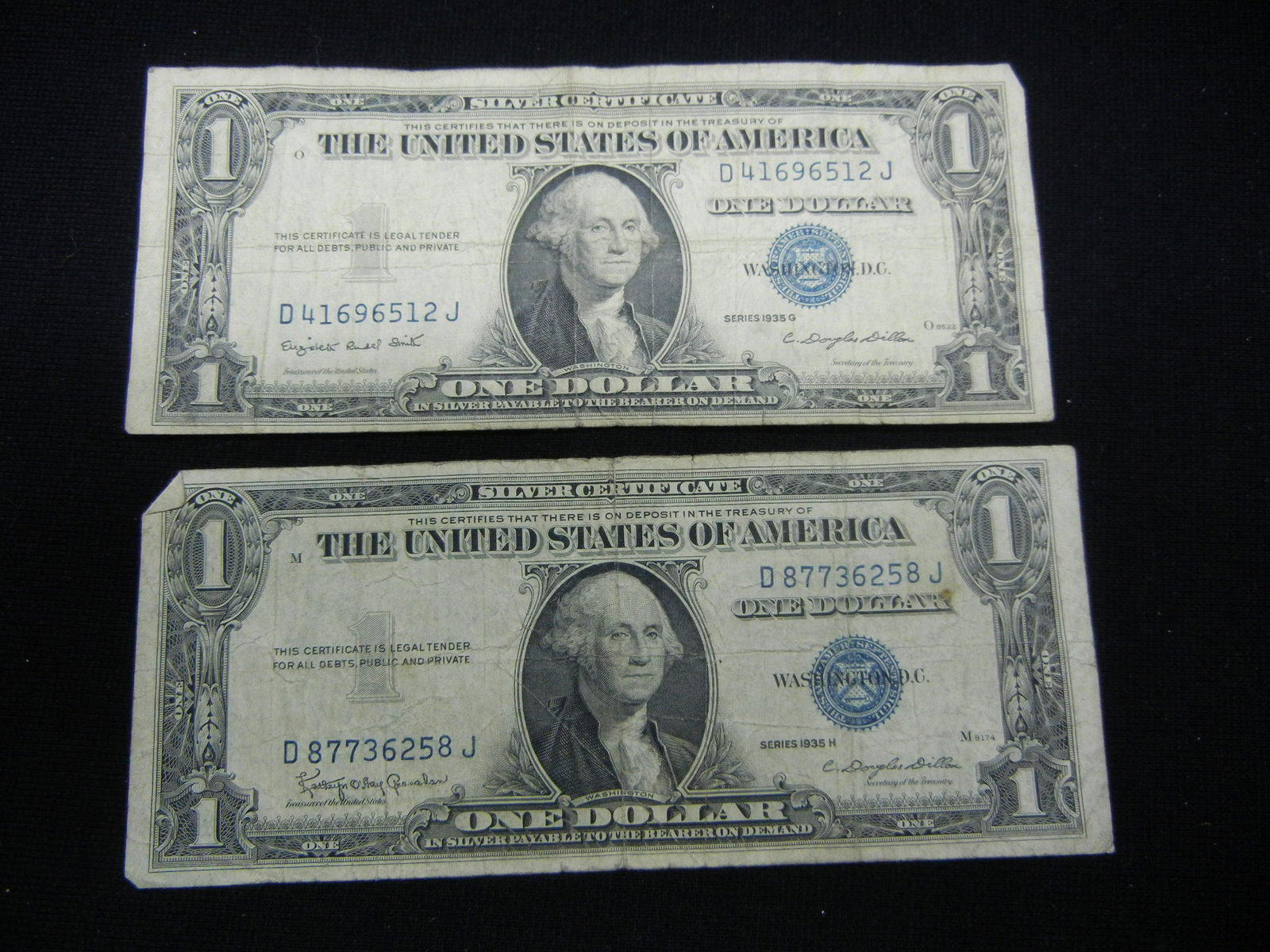 1935-G, H $1 US Silver Certificates (1 of 5)