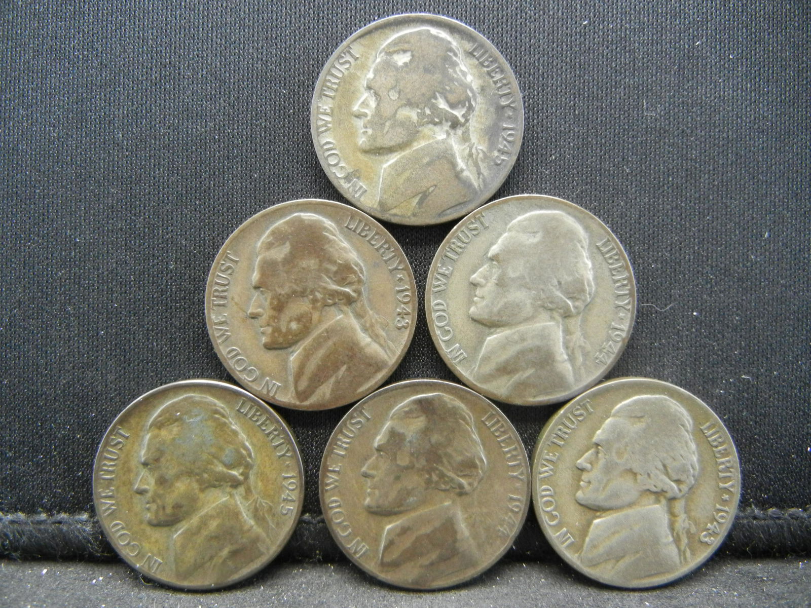 6 Various Date Silver War Nickels. 35% (1 of 2)