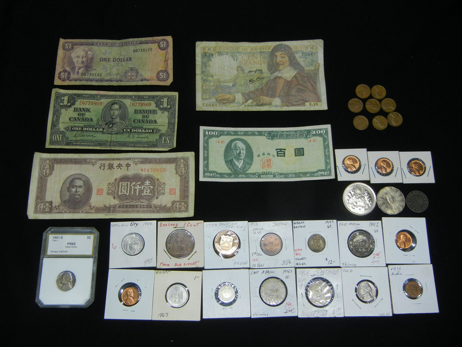 Misc. Lot: Foreign Currency and Coins, US Coins and (1 of 7)