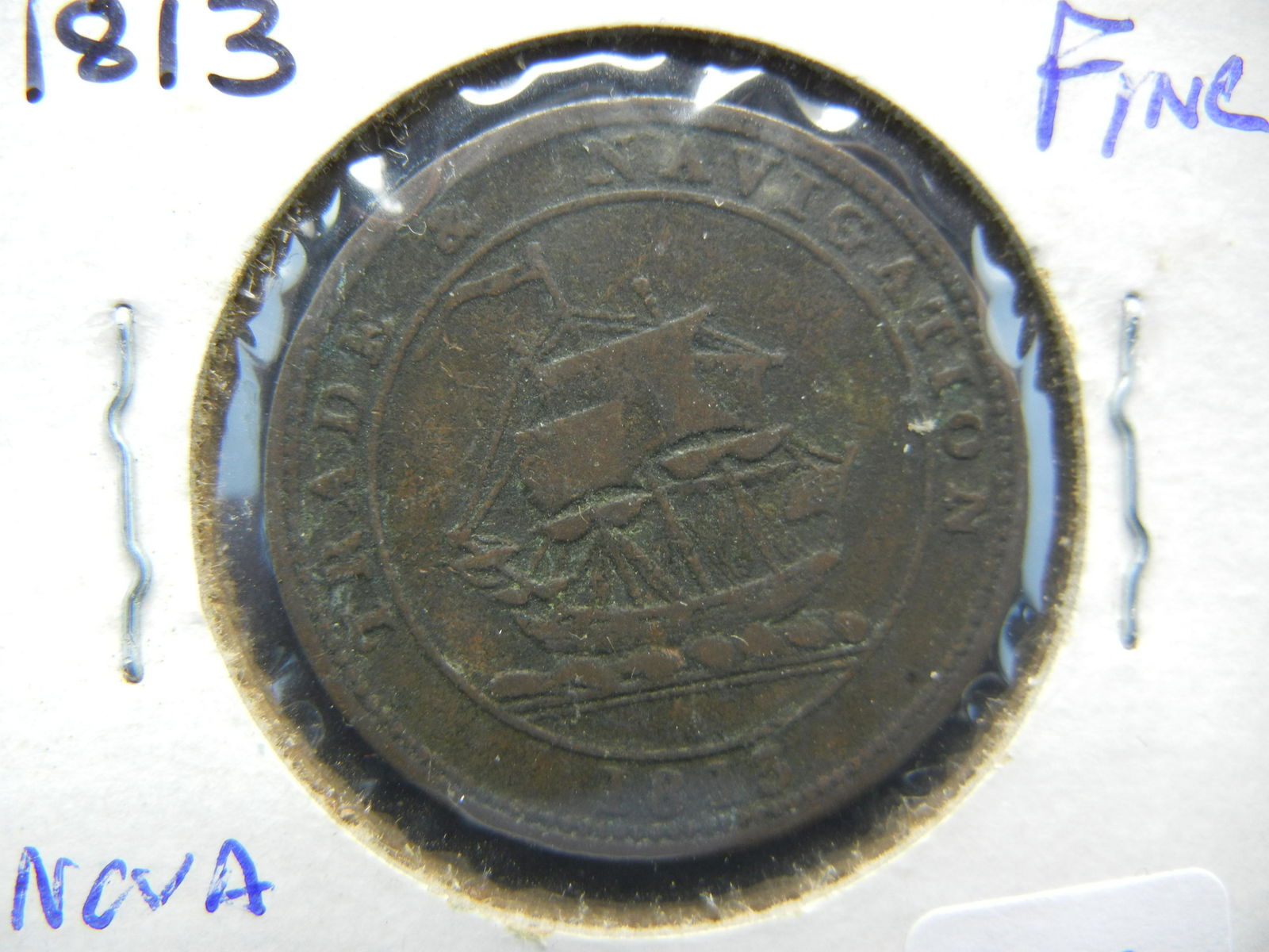 1813 Nova Scotia Half Penny Token.  Fine. (1 of 3)