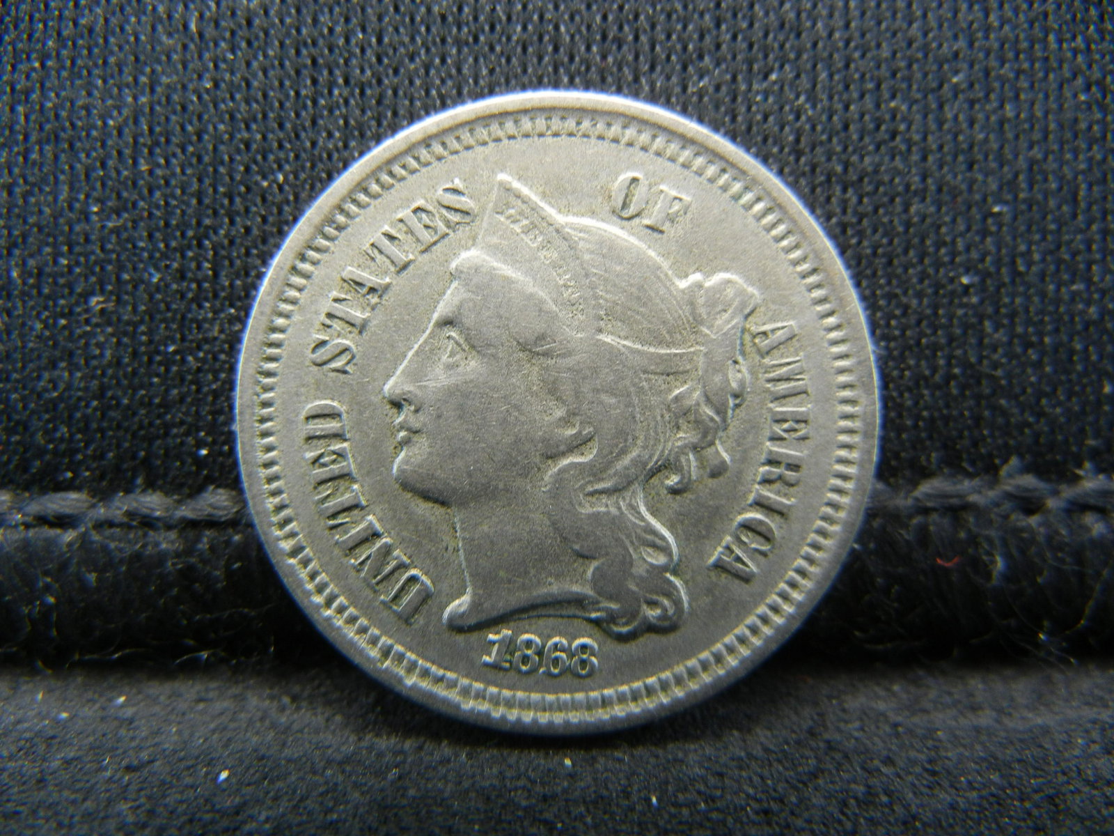 1868 Three Cent Nickel, Very Fine+ Condition. (1 of 2)