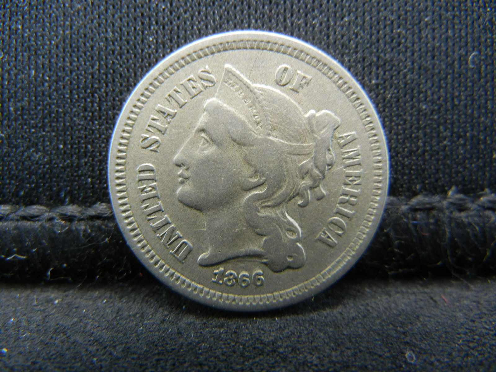 1866 Three Cent Nickel, Very Fine+ Condition. (1 of 2)