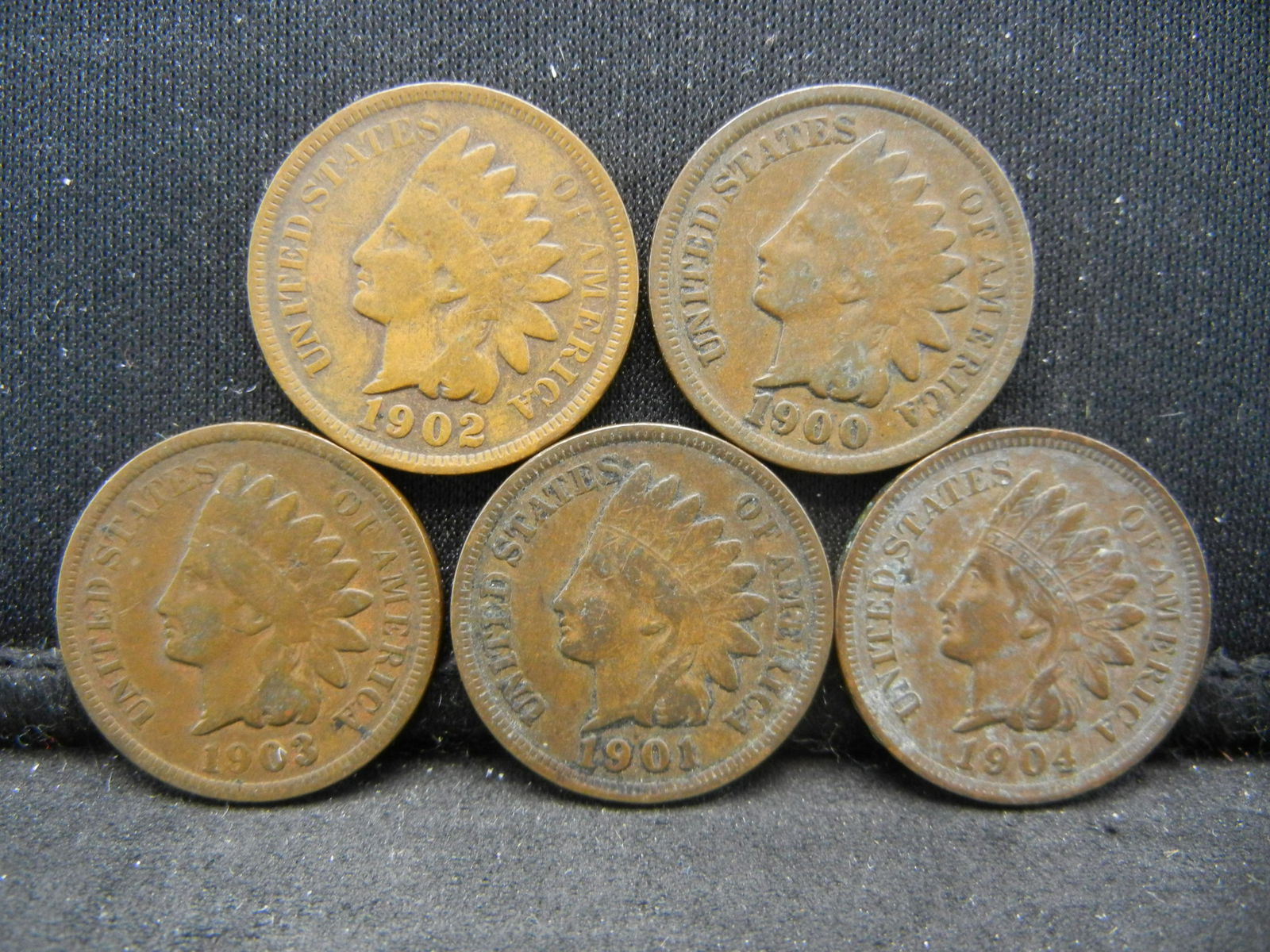 (5) Indian Head Cents. Mixed Dates (1 of 2)