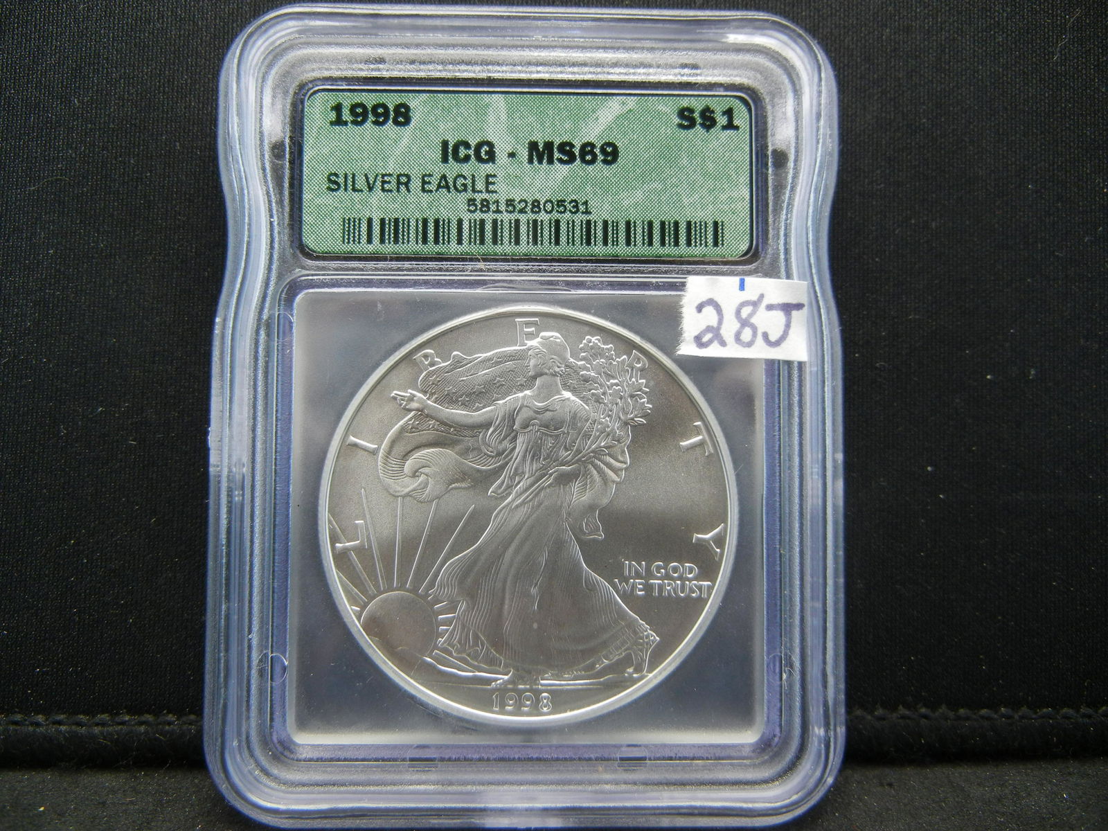 1998 Silver Eagle. Graded MS69 By ICG (1 of 4)