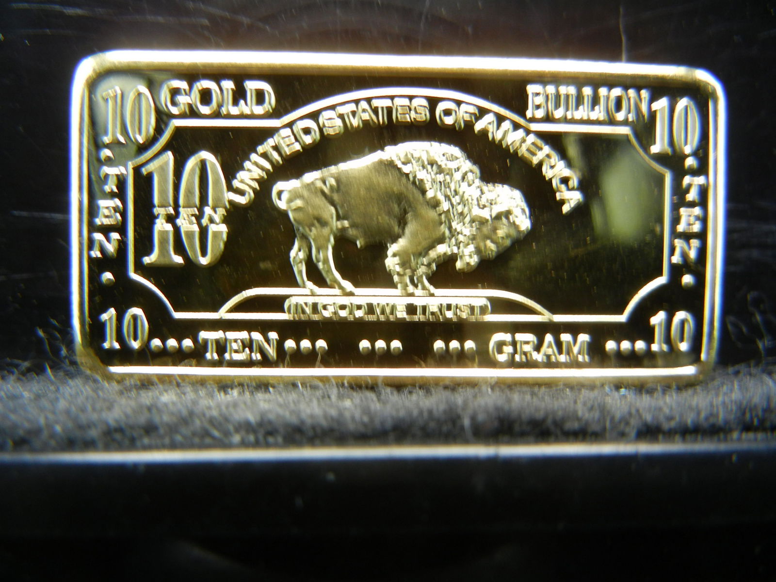 CLAD Ten Gram 100 Mills .999 Fine Gold Buffalo: CLAD Ten Gram 100 Mills .999 Fine Gold Buffalo Collector Bar CLAD