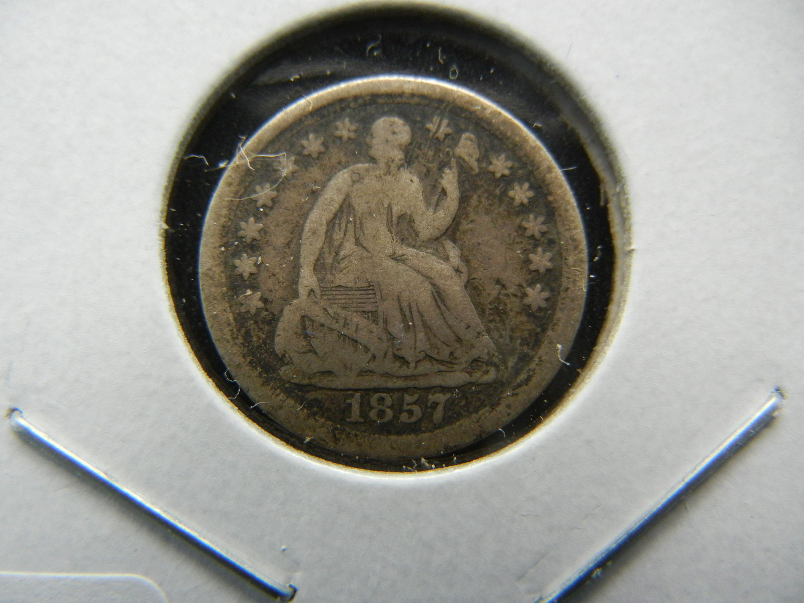1857 Half Dime.  Very Good.  Full Liberty (1 of 3)