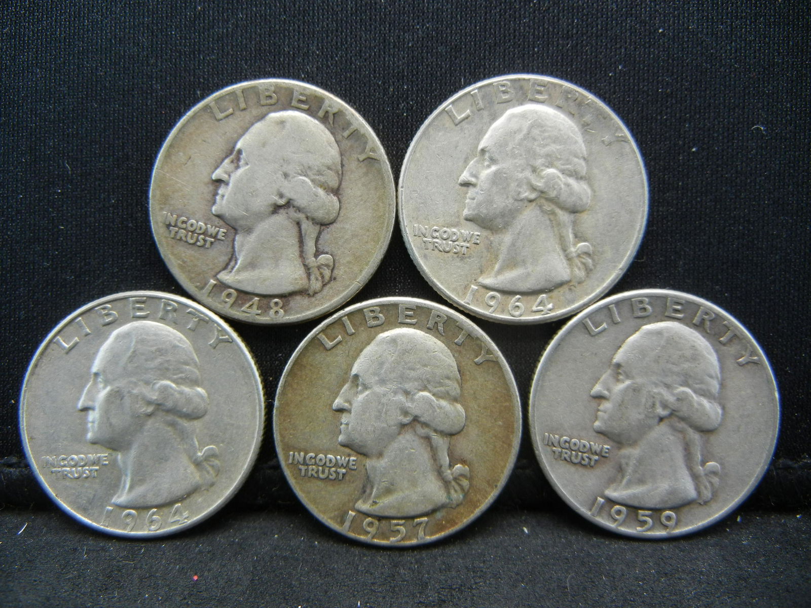 (5) 90% Silver Washington Quarters (1 of 2)