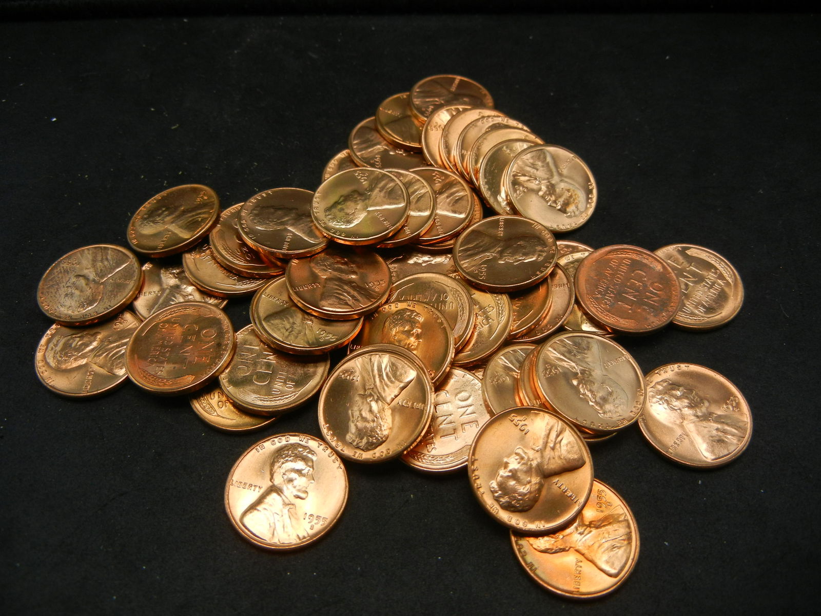 Original Roll of 1955-S  Wheat Lincoln Cents.  Red BU. (1 of 3)