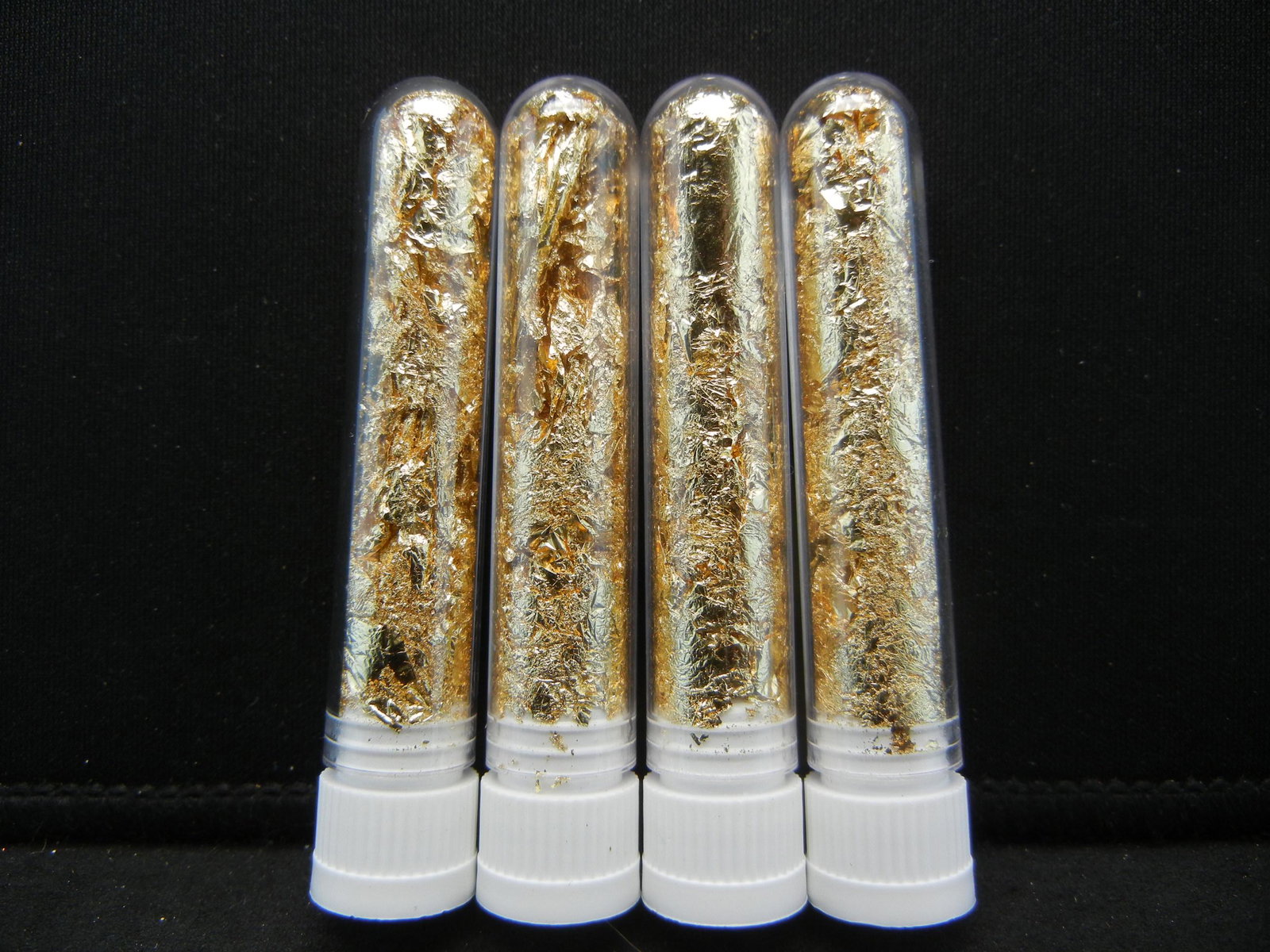 (4) Vials of 22k Gold Leaf Flakes: (4) Vials of 22k Gold Leaf Flakes