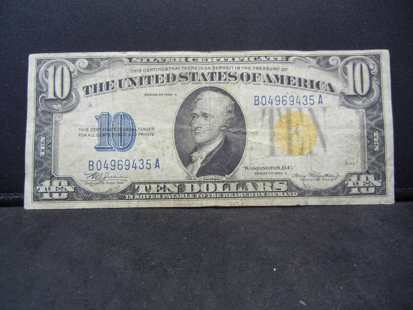 1934-A $10 Silver Certificate.  Serial # B04969435A. (1 of 3)