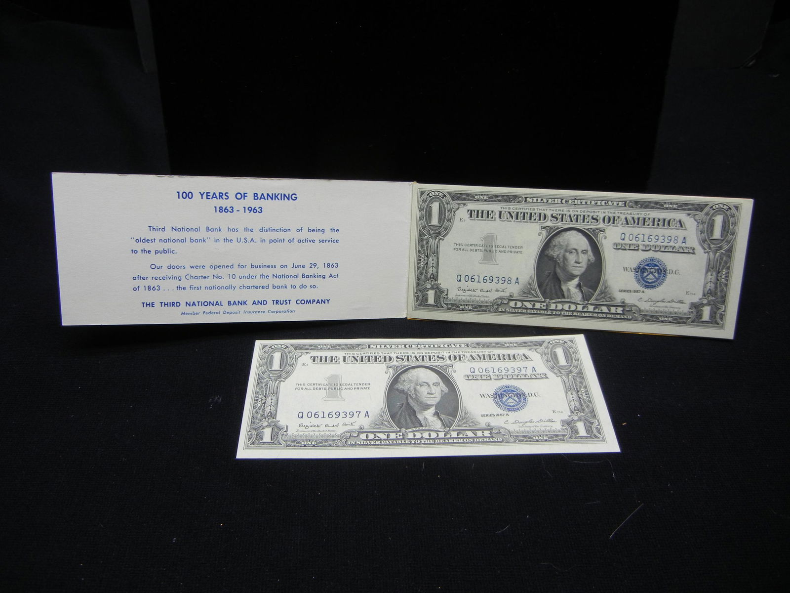 Four Crisp New Dollar Bills . 1957-A Silver (1 of 6)