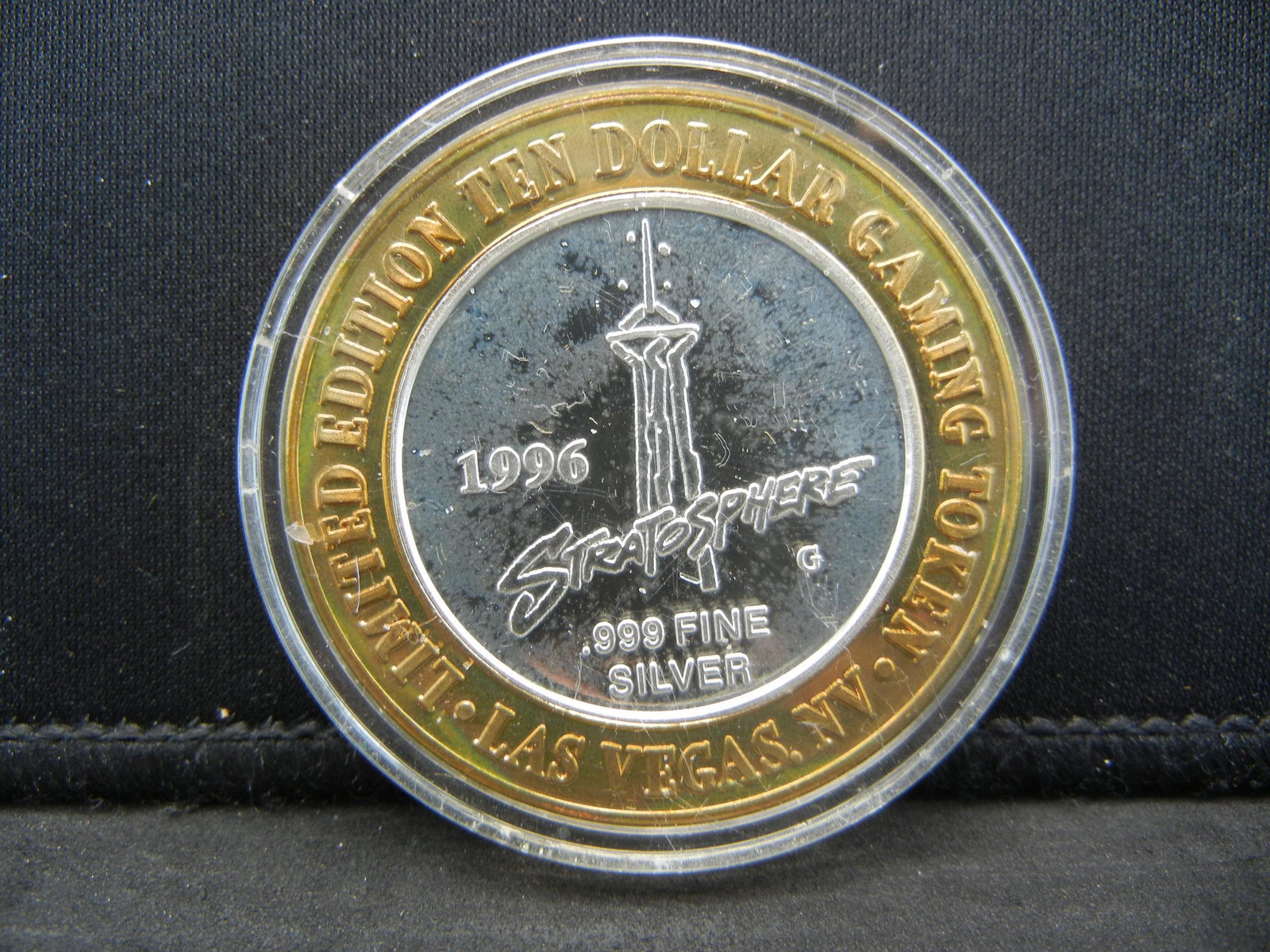 1996 Stratosphere $10.00 .999 Fine Silver Las Vegas: 1996 Stratosphere $10.00 .999 Fine Silver Las Vegas Gaming Token