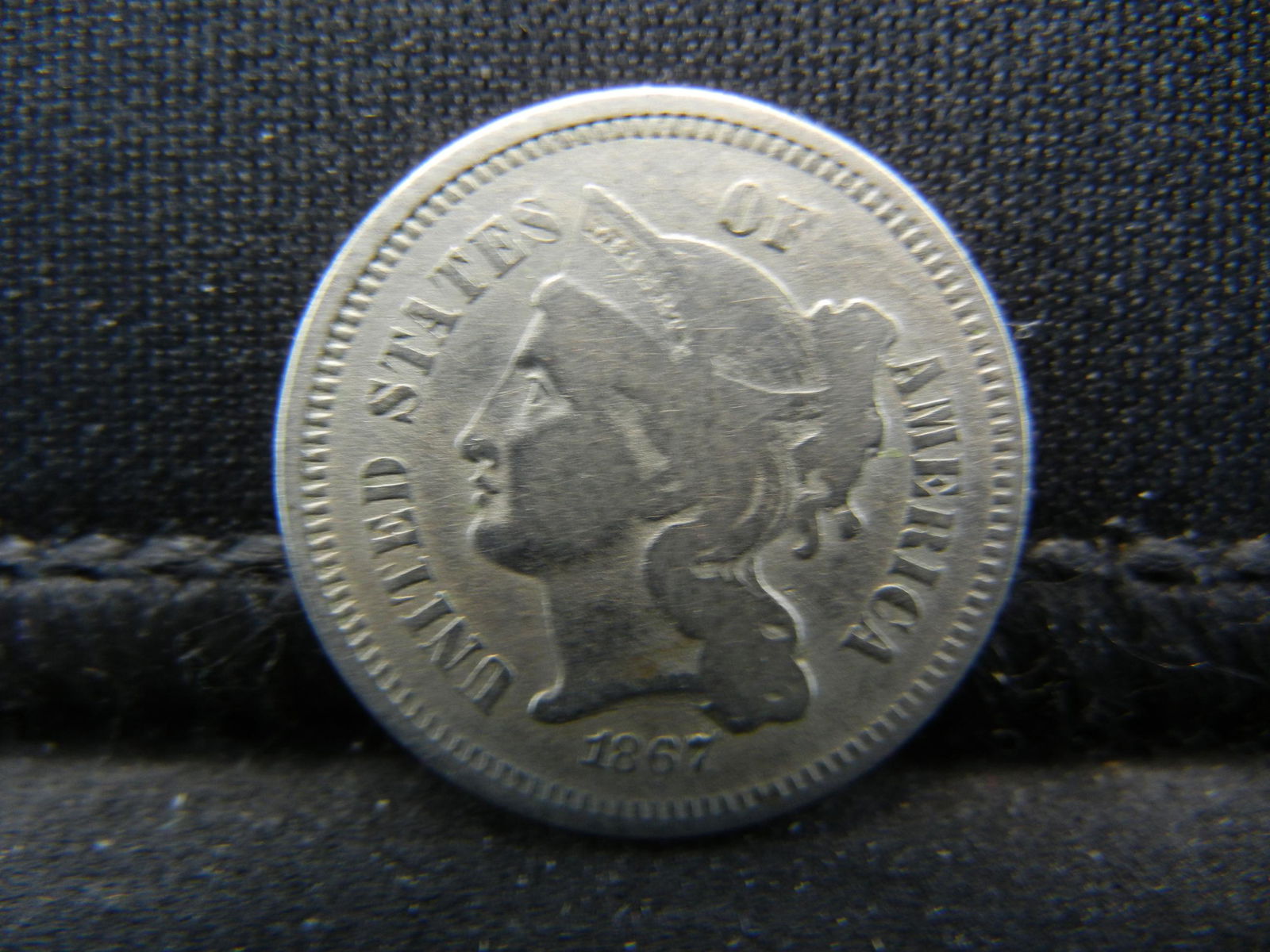 1867 Three Cent Nickel, Fine+ Condition. (1 of 2)