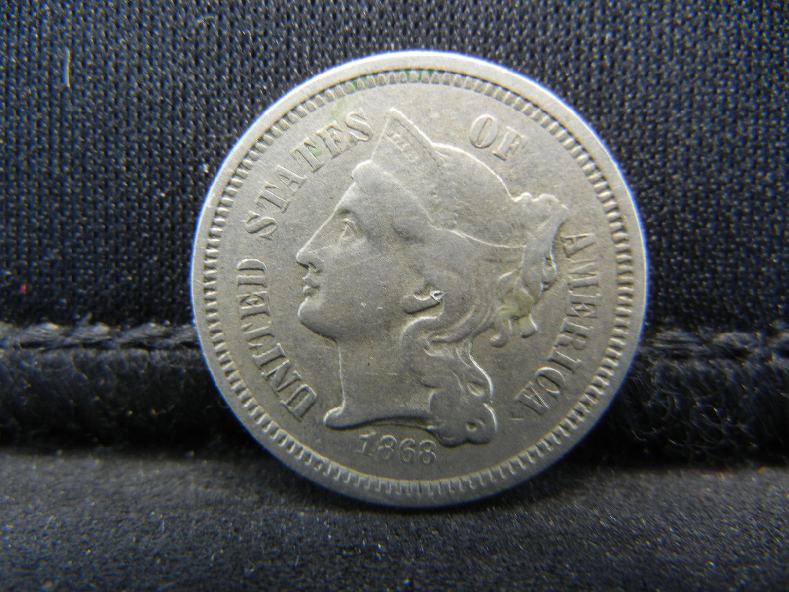 1868 Three Cent Nickel, Fine+ Condition. (1 of 2)