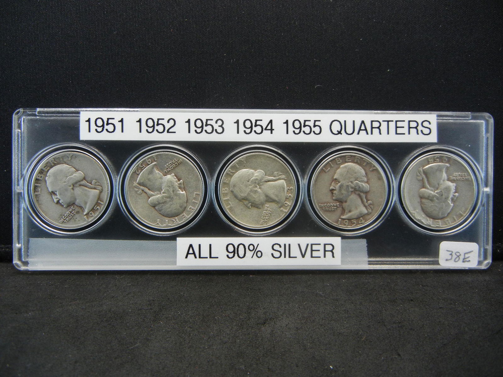 5 Washington Quarters, All 1950's 90% Silver (1 of 2)