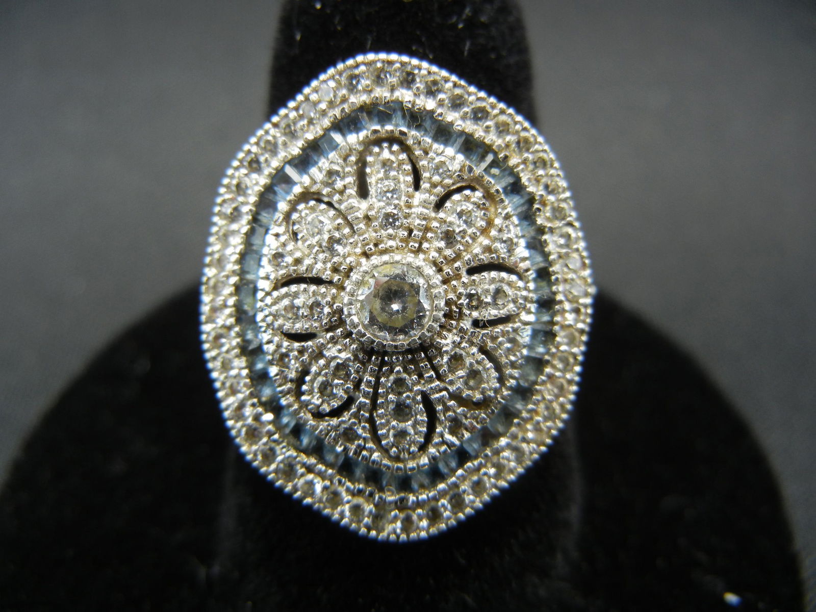 Ladies Sterling Ring and Marcasite and Diamond Like (1 of 4)