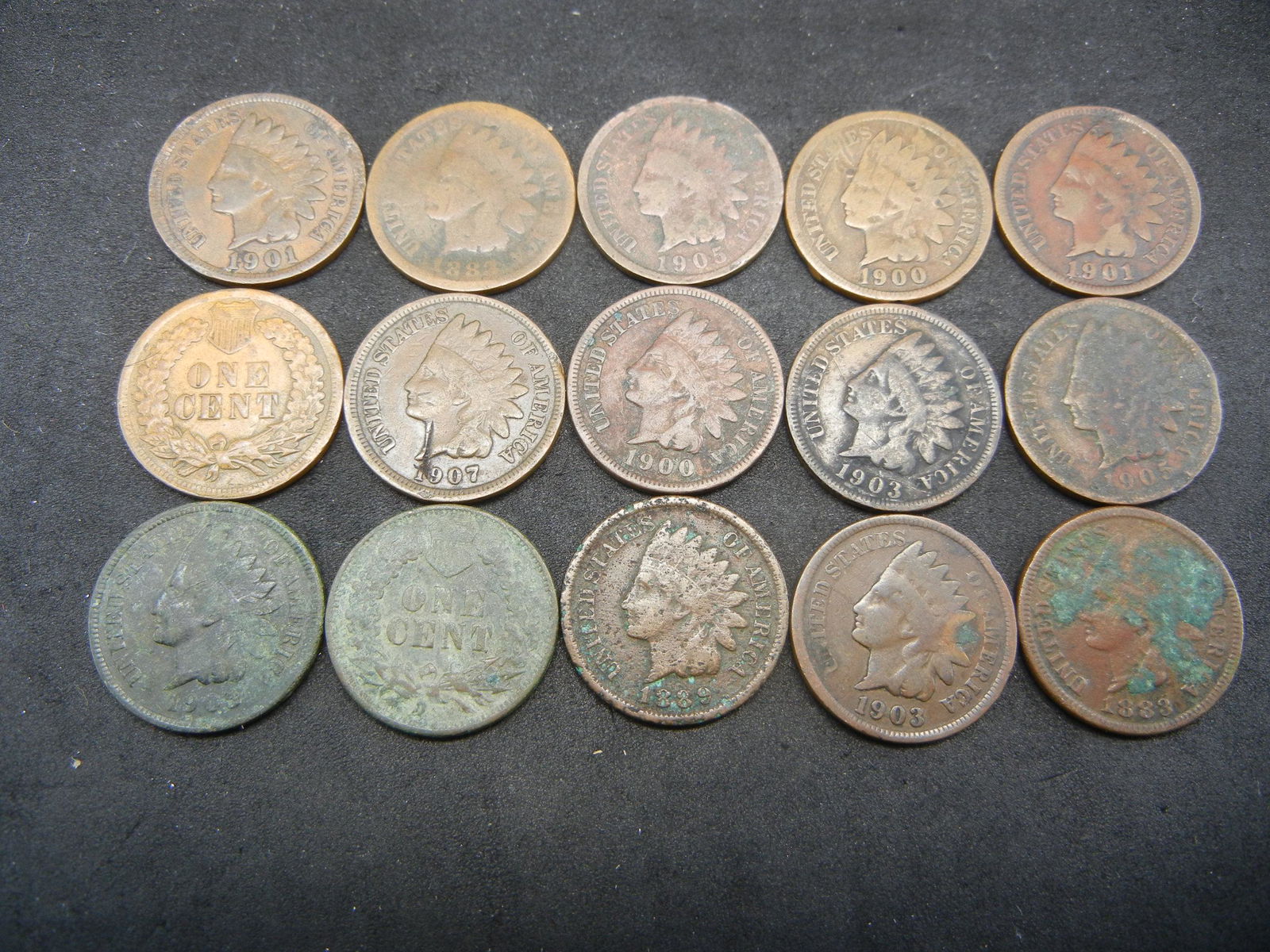 15 Indian Head Cents (1 of 3)