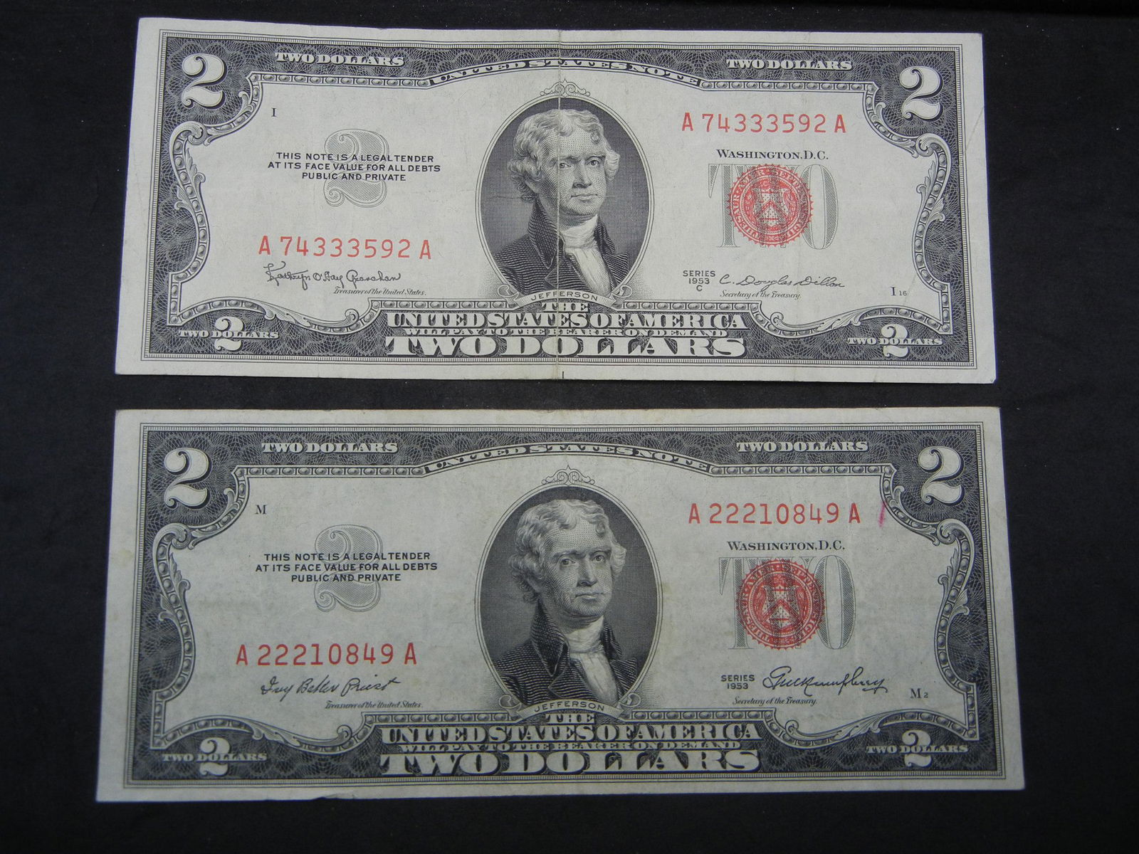 (2)1953 $2 Red Seal Bank Note (1 of 5)