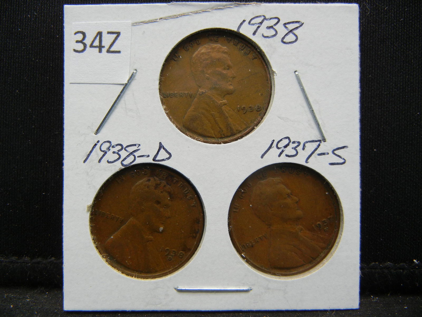 1938-P,D 1937-S Lincoln Wheat Cents (1 of 2)