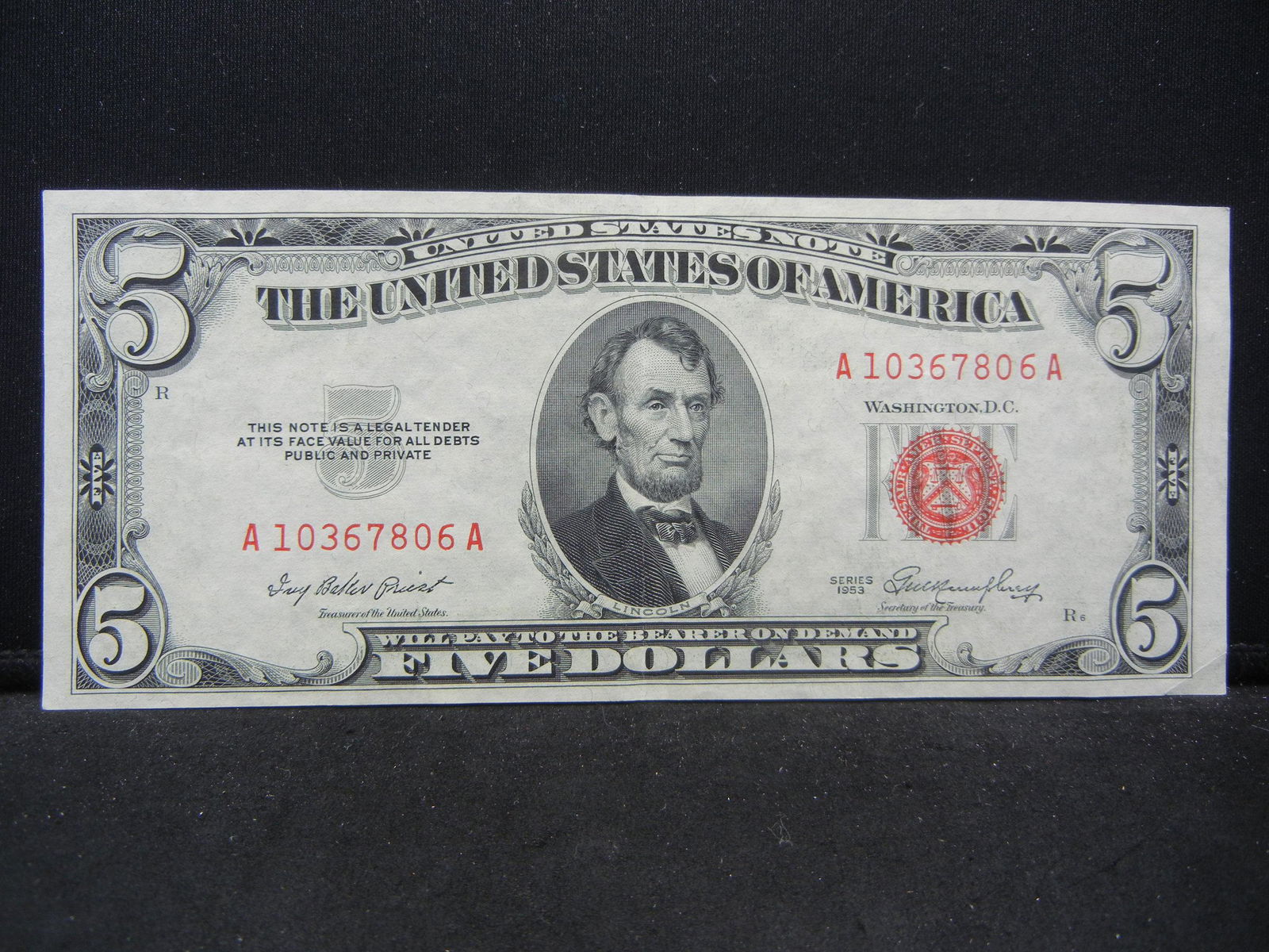 1953 $5 Red Seal Bank Note (1 of 3)
