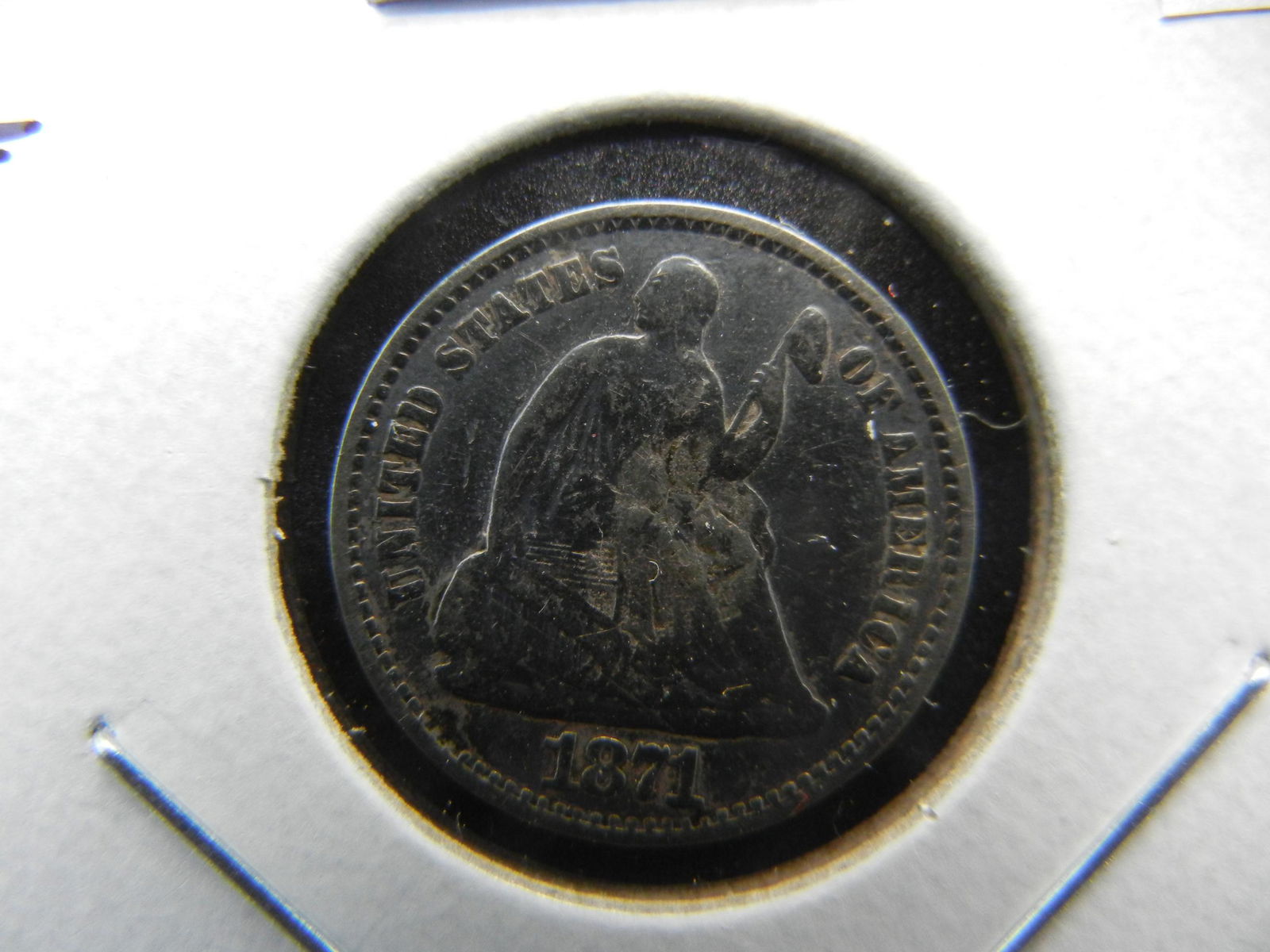 1871 Seated Half Dime. VF. (1 of 3)