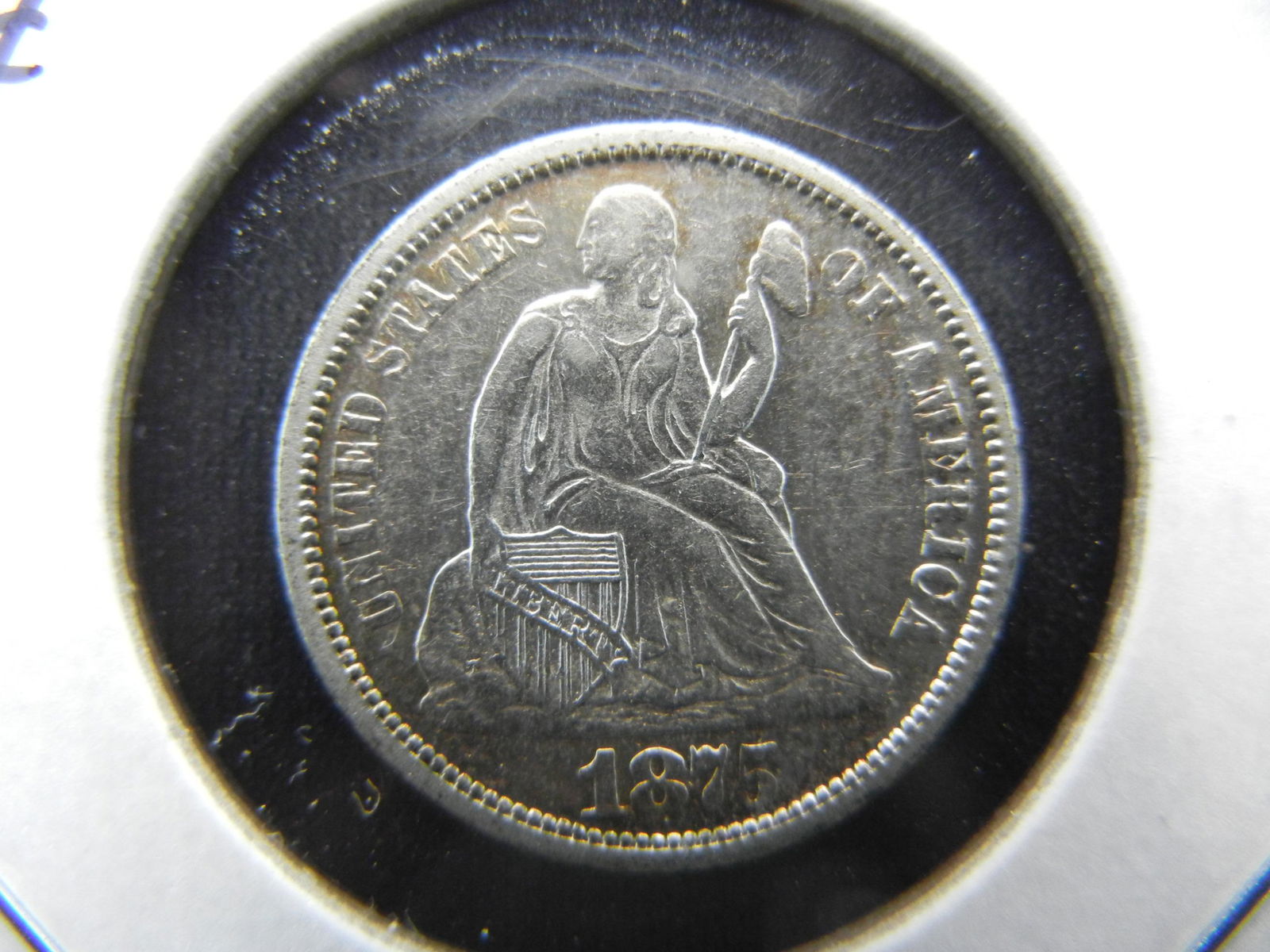 1875 Seated Dime . AU. (1 of 3)